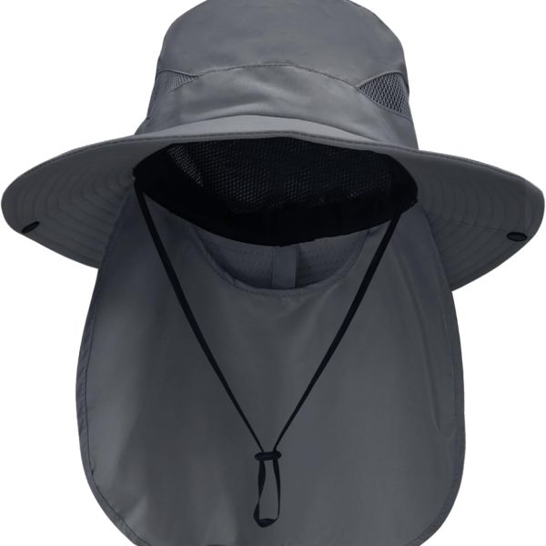 Sun Hats for Men Women with Neck Flap UPF 50+ UV Protection Wide Brim Bucket Hat Safari Hiking Fishing Hats