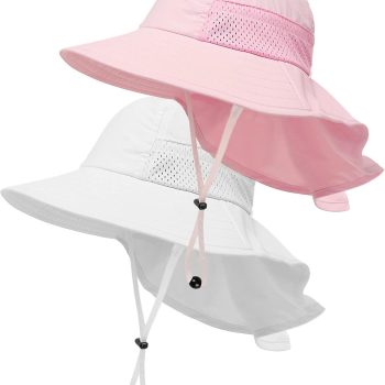 Toddler Baby Sun Hat Kids Summer Beach Adjustable Beach Hats with Bucket Wide Brim for Boys Girls Age 0-14 Years