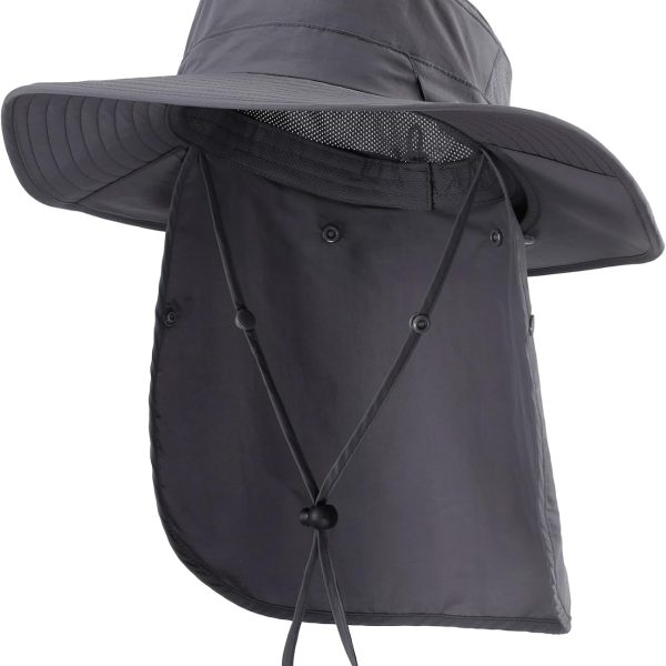 UPF 50+ Wide Brim Sun Hats with Neck Flap Sun Protection Hat for Men Women Gardening Fishing Summer Bucket Hat