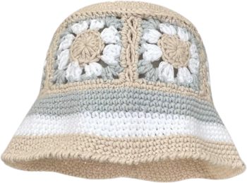 Women Crochet Bucket Hats Handmade Cloche Hats Knitted Beanies Floppy Fishing Hat Floral Cap Striped Trendy Outdoor
