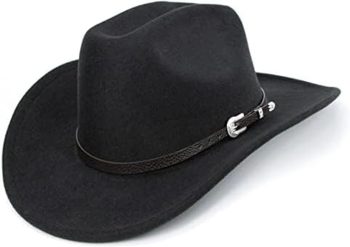 Western Cowboy Hat for Men Women Classic Roll Up Fedora Hat with Buckle Belt