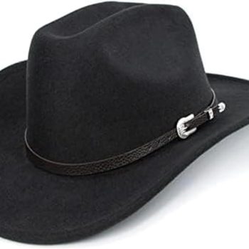 Western Cowboy Hat for Men Women Classic Roll Up Fedora Hat with Buckle Belt