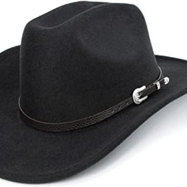 Western Cowboy Hat for Men Women Classic Roll Up Fedora Hat with Buckle Belt
