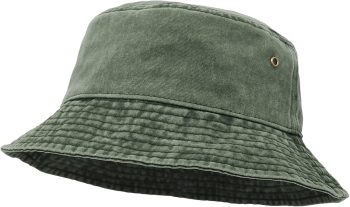 Bucket Hat Wide Brim Washed Denim Cotton Outdoor Sun Hat Flat Top Cap for Fishing Hiking Beach Sports
