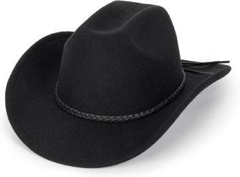 Western Cowboy Hat for Men Women Classic Roll Up Fedora Hat with Buckle Belt