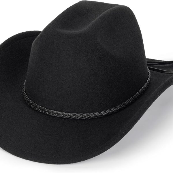 Western Cowboy Hat for Men Women Classic Roll Up Fedora Hat with Buckle Belt