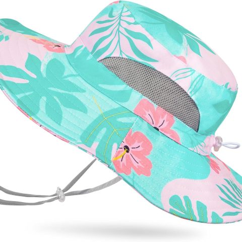 Kids Sun Hat for Girls Mesh Bucket Hat Toddler UV Protection Beach Hat Kids Foldable Fishing Hat for Girls 2-8 Years