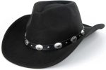 Kids Wide Brim Western Cowboy Cowgirl Hat Boys Girls Felt Fedora Hats