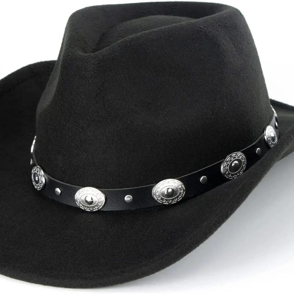 Kids Wide Brim Western Cowboy Cowgirl Hat Boys Girls Felt Fedora Hats