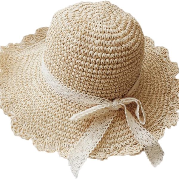 Summer Beach Sun Straw Hats for Women Wide Brim Packable Travel Bucket Hats UPF 50+