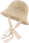 Baby Girl Straw Hat Outdoor Baby Sun Protection Hats Summer Bowknot Beach Cap for Infant Toddler Girls