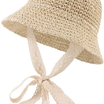 Baby Girl Straw Hat Outdoor Baby Sun Protection Hats Summer Bowknot Beach Cap for Infant Toddler Girls