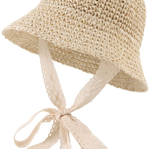Baby Girl Straw Hat Outdoor Baby Sun Protection Hats Summer Bowknot Beach Cap for Infant Toddler Girls