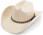 Western Cowboy Hat for Women and Men Unisex Big Wide Brim Felt Hats for Cowboys and Cowgirls