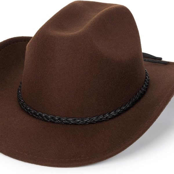 Western Cowboy Hat for Men Women Classic Roll Up Fedora Hat with Buckle Belt