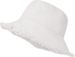Bucket Hat Distressed Washed Cotton Summer Sun Hat Solid Wide Brim Fisherman Cap