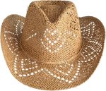 Men Women Western Cowboy Cowgirl Straw Hat with Shapeable Brim Unisex Hollow Out Woven Roll Up Summer Sun Hat