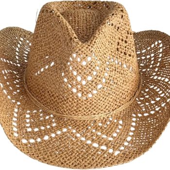 Men Women Western Cowboy Cowgirl Straw Hat with Shapeable Brim Unisex Hollow Out Woven Roll Up Summer Sun Hat