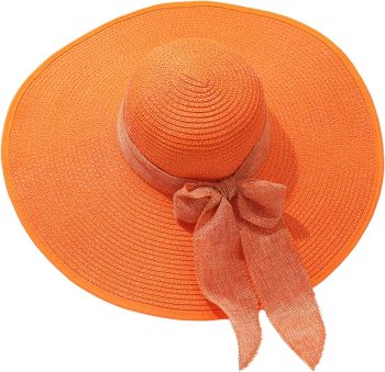 Straw Hats for Women Floppy Wide Brim Woven Roll Up Beach Sun Hat UPF Solid Foldable Oversized Vacation Summer Hats with Bow