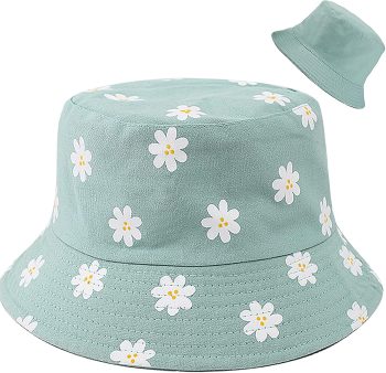 Cute Bucket Hat Beach Fisherman Hats for Women Reversible Double-Side-Wear