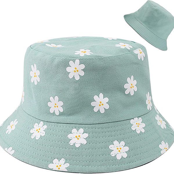 Cute Bucket Hat Beach Fisherman Hats for Women Reversible Double-Side-Wear