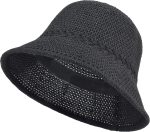 Women Crochet Bucket Hat Lightweight Packable Faux Straw Sun Hat UV Protective Summer Hat with Adjustable Fit Breathable Washable for Beach Travel Hiking Outdoor