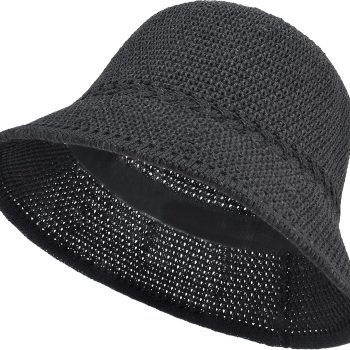 Women Crochet Bucket Hat Lightweight Packable Faux Straw Sun Hat UV Protective Summer Hat with Adjustable Fit Breathable Washable for Beach Travel Hiking Outdoor